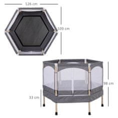 HOMCOM prostorsko varčen trampolin za otroke od 3 do 12 let (največ 80 kg) z varnostno mrežo, siv,
126x109x98cm