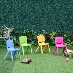 HOMCOM otroški stoli do 30 kg, komplet 4 zložljivih in barvitih otroških stolov za notranjo in zunanjo
uporabo, 36x38x56,5 cm