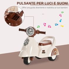 HOMCOM motorno kolo za otroke od 12 do 36 mesecev, tricikel brez pedal, z
realističnimi lučmi in zvoki, bež in rjava barva,
66x33x 47,7 cm