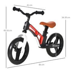 HOMCOM Kolo iz magnezijeve zlitine brez pedal za otroke od 2 do 5 let z nastavljivo višino sedeža in krmila, polna kolesa, 86x41x49-
56 cm, črno-bela