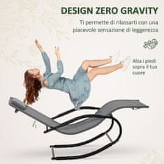 OUTSUNNY Gravitacijski gugalni stol za na prostem in v zaprtih prostorih, kovinski ležalnik za sprostitev in ergonomsko
ležišče, siva barva
