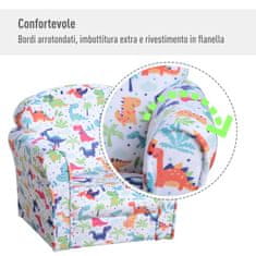 HOMCOM HOMCOM Otroški fotelj z domišljijskim motivom dinozavrov Risanke Otroci od 3 do 9 let Les, flanel, pena 50L x 39P x 44A cm Večbarvno