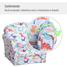 HOMCOM HOMCOM Otroški fotelj z domišljijskim motivom dinozavrov Risanke Otroci od 3 do 9 let Les, flanel, pena 50L x 39P x 44A cm Večbarvno