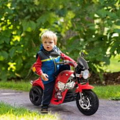 HOMCOM HOMCOM Otroški električni motocikel s 6V baterijo in 3 kolesi, z lučkami in glasbo, hitrost 3 km/h, za otroke od 18-36 mesecev, 87x46x54cm, rdeč, rdeč