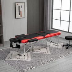 HOMCOM prenosna, zložljiva, profesionalna aluminijasta masažna miza za kozmetičarko, terapevta, spa, rdeča in črna,
215x60x61-84cm