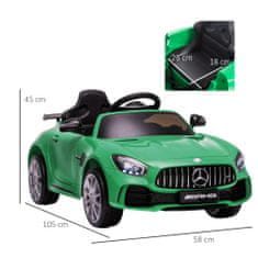 HOMCOM HOMCOM Otroški električni avtomobil 12V z licenco Mercedes-AMG GTR, hitrost 3-5 km/h, daljinski upravljalnik, luči in zvoki, zelen