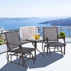 OUTSUNNY 3-delni vrtni set: 2 gugalna stola (62,5 cm x 72 cm x 92 cm) in 1 mizica za kavo
ujema se z rjavim jeklom