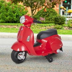 HOMCOM HOMCOM Otroško električno motorno kolo z uradnim dovoljenjem Vespa Baterija 6V, žarometi in rog, za otroke 18-36 mesecev, rdeče, 66,5x38x52cm