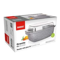 Banquet Pekač GRANITE z neprijemljivo prevleko 32,5 x 21 x 11 cm, 5,7 l, s steklenim pokrovom, komplet 2