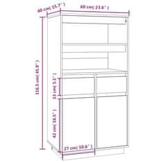 Vidaxl Visoka omara 60x40x116,5 cm trdna borovina
