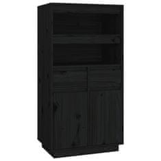Vidaxl Visoka omara črna 60x40x116,5 cm trdna borovina