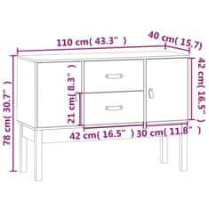 Vidaxl Komoda medeno rjava 110x40x78 cm trdna borovina
