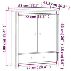 Vidaxl Visoka omarica bela 83x41,5x100 cm trdna borovina