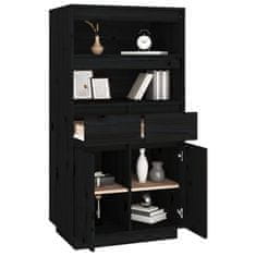 Vidaxl Visoka omara črna 60x40x116,5 cm trdna borovina