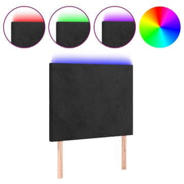 Vidaxl LED posteljno vzglavje črno 100x5x118/128 cm žamet