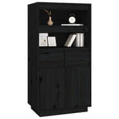Vidaxl Visoka omara črna 60x40x116,5 cm trdna borovina
