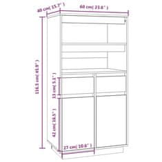 Vidaxl Visoka omara siva 60x40x116,5 cm trdna borovina