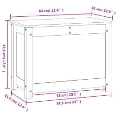 Vidaxl Škatla za shranjevanje siva 60x32x45,5 cm trdna borovina