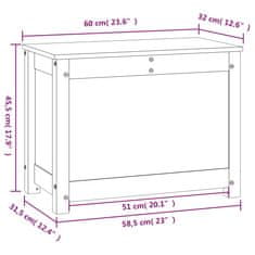 Vidaxl Škatla za shranjevanje črna 60x32x45,5 cm trdna borovina