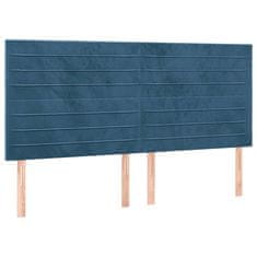 Vidaxl Box spring postelja z vzmetnico LED temno modra 200x200cm žamet