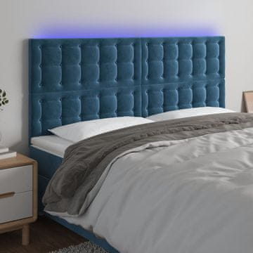 Vidaxl vidaXL Vzglavje postelje z LED diodo temno modro 200x5x118/128 cm