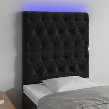 Vidaxl vidaXL Vzglavje postelje z LED diodo črno 80x7x118/128 cm žamet