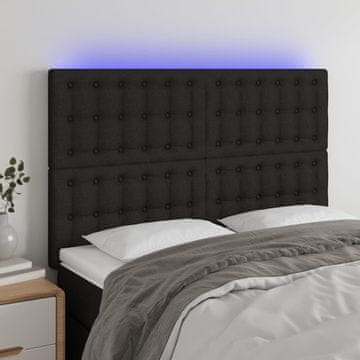 Vidaxl vidaXL Vzglavje postelje z LED diodo črno 144x5x118/128 cm blago
