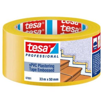 Tesa Ometalni trak 67001, PVC, rebrasti, UV 6 tednov, 33 m x 50 mm, rumen