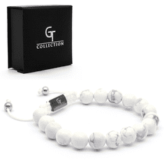 GT collection Moška zapestnica HOWLITE s perlami – beli kamni