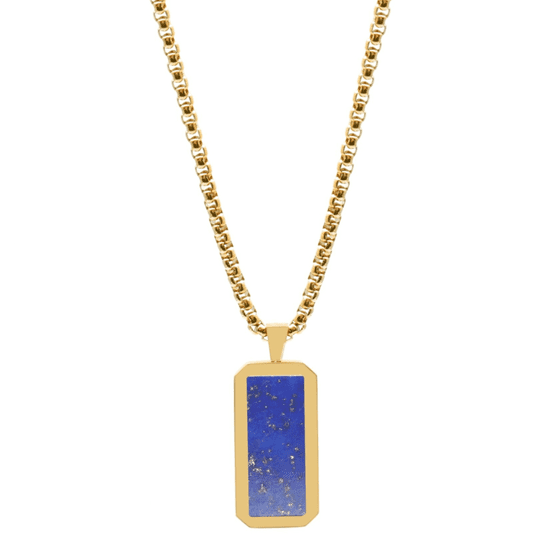 GT collection Zlata ogrlica s pravokotnim obeskom iz lapis lazulija