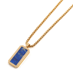 GT collection Zlata ogrlica s pravokotnim obeskom iz lapis lazulija