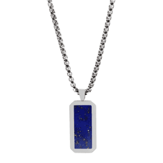 GT collection Srebrna ogrlica s pravokotnim obeskom iz lapis lazulija