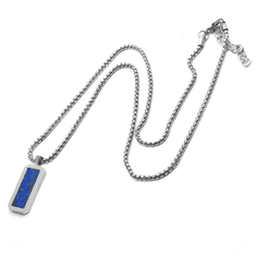 GT collection Srebrna ogrlica s pravokotnim obeskom iz lapis lazulija