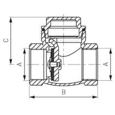 Ferro Nepovratni ventil z loputo 1" medenina PN16