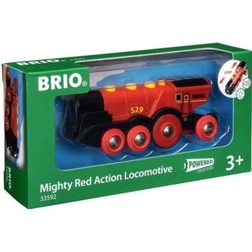 shumee BRIO World - 33592 - Močna rdeča lokomotiva z baterijami - Lesena igrača