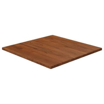 Vidaxl Kvadratna mizna plošča tem. rjava 50x50x1,5 cm trdna hrastovina