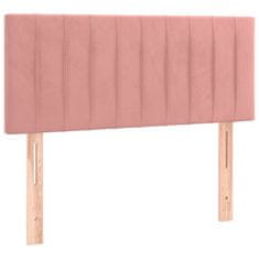 Greatstore Box spring postelja z vzmetnico LED roza 90x190 cm žamet