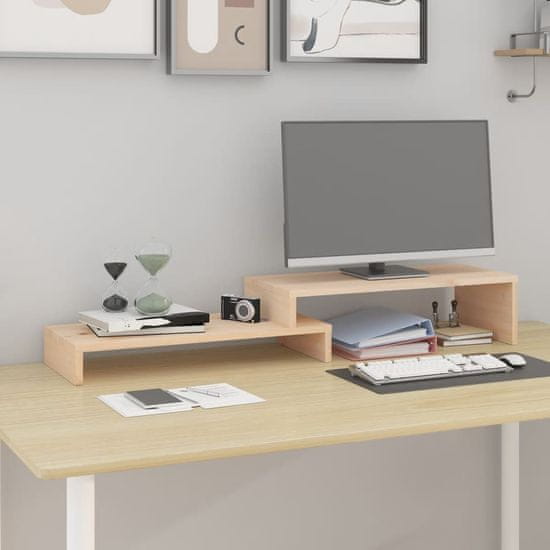 Vidaxl Stojalo za zaslon (52-101)x22x14cm trdna borovina