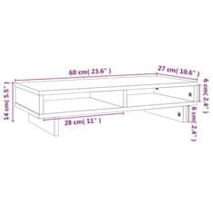 shumee Stojalo za zaslon 60x27x14 cm trdna borovina