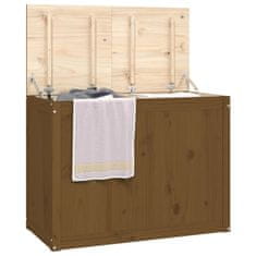 Vidaxl Zaboj za perilo medeno rjav 88,5x44x66 cm trdna borovina
