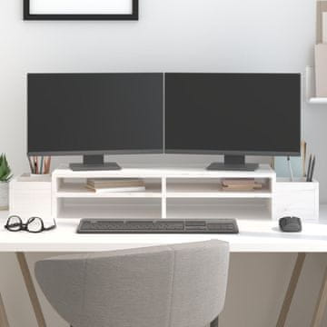 Vidaxl vidaXL Stojalo za monitor belo 100 x 27,5 x 15 cm masivni borov les