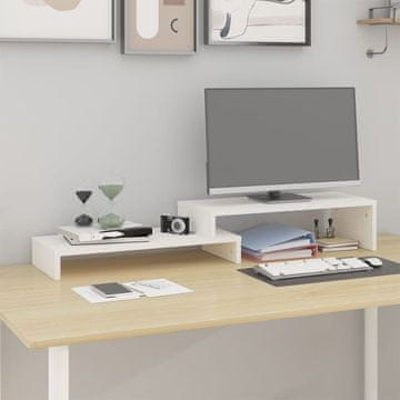 Vidaxl Stojalo za zaslon bele barve (52-101)x22x14cm trdna borovina