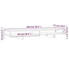 shumee Stojalo za zaslon medeno rjavo 100x27x14 cm trdna borovina