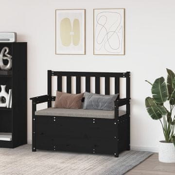 Vidaxl vidaXL Klop črna 112,5x51,5x96,5 cm masivni borov les
