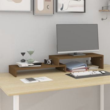 Vidaxl Stojalo za zaslon medeno rjavo (52-101)x22x14 cm trdna borovina