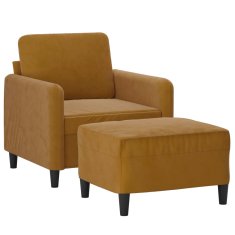 shumee Fotelj s stolčkom za noge rjav 60 cm žamet