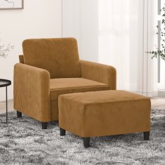 shumee Fotelj s stolčkom za noge rjav 60 cm žamet