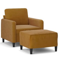 shumee Fotelj s stolčkom za noge rjav 60 cm žamet