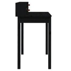 Greatstore Pisalna miza črna 110x50x93 cm trdna borovina