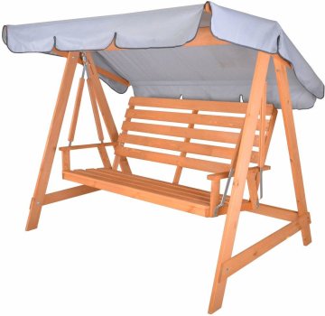 Rojaplast Lesena Vrtna Gugalnica SYLVA s Sivo Streho za 3 Osebe